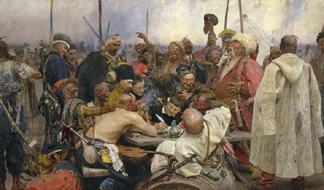 The Reply of the Zaporozhian Cossacks to Sultan Mehmed IV of the Ottoman Empire by Ilya Repin